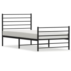 vidaXL Estructura de cama con cabecero y estribo metal negro 100x190cm