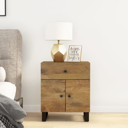 vidaXL Mesita de noche madera mango madera contrachapada 50x33x60 cm