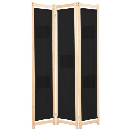 vidaXL Biombo divisor 3 paneles de tela negro 120x170x4 cm