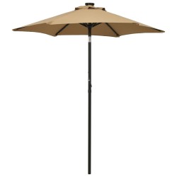 vidaXL Sombrilla con luces LED aluminio gris taupe 200x211 cm