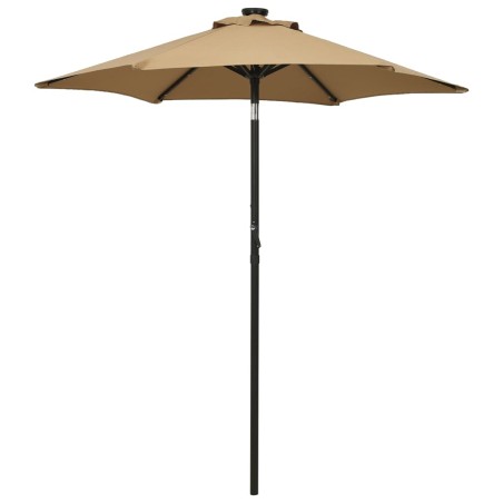vidaXL Sombrilla con luces LED aluminio gris taupe 200x211 cm