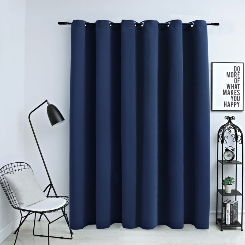 vidaXL Cortina opaca con anillas de metal azul 290x245 cm vidaXL Cortina opaca con anillas de metal azul 290x245 cm