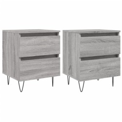 vidaXL Mesita de noche 2 uds madera ingeniería gris Sonoma 40x35x50 cm
