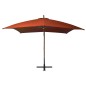 vidaXL Sombrilla colgante con palo madera maciza abeto terracota 3x3 m