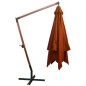 vidaXL Sombrilla colgante con palo madera maciza abeto terracota 3x3 m