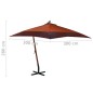 vidaXL Sombrilla colgante con palo madera maciza abeto terracota 3x3 m