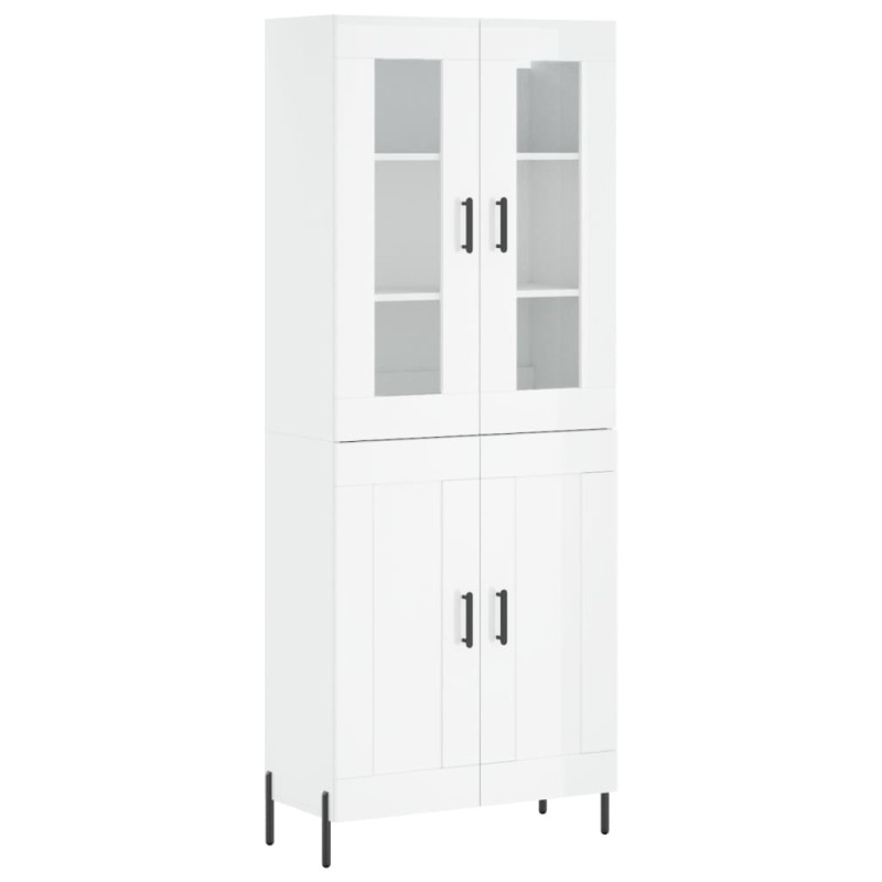 vidaXL Aparador alto madera contrachapada blanco brillo 69,5x34x180 cm vidaXL Aparador alto madera contrachapada blanco brillo 69,5x34x180 cm