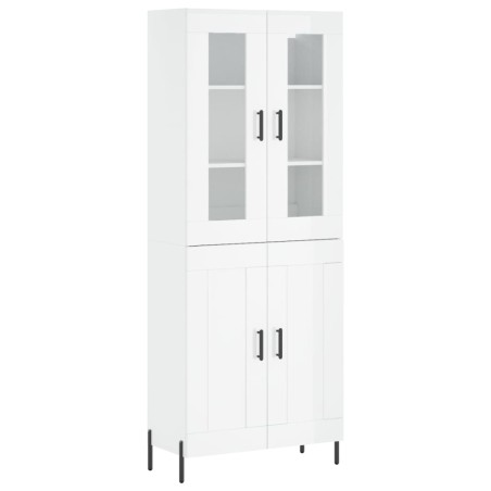 vidaXL Aparador alto madera contrachapada blanco brillo 69,5x34x180 cm