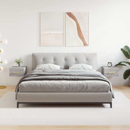 vidaXL Mesitas de noche de pared 2 uds color gris Sonoma 35x35x20 cm
