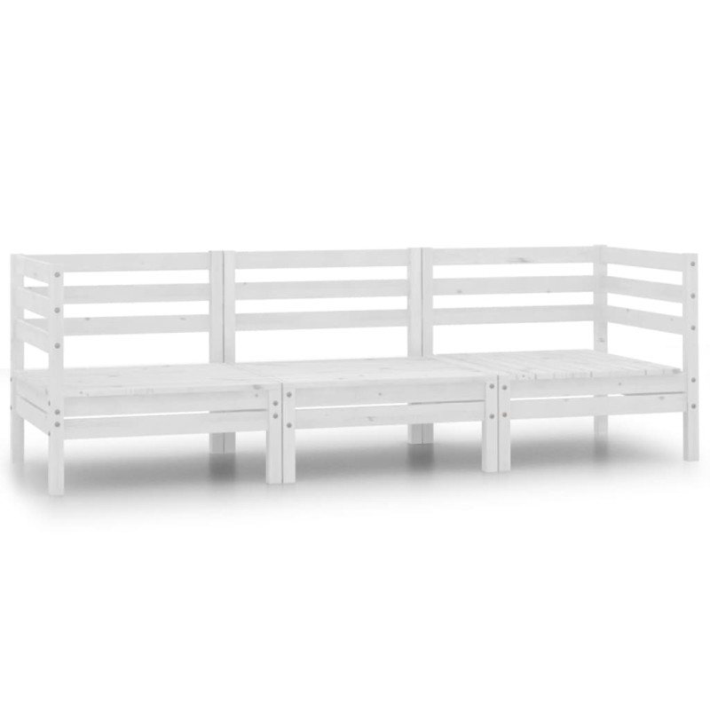 vidaXL Conjunto de muebles de jardín 3 pzas madera maciza pino blanco