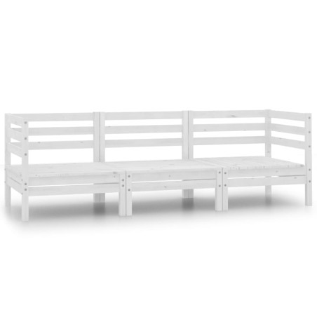 vidaXL Conjunto de muebles de jardín 3 pzas madera maciza pino blanco