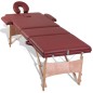 Mesa camilla de masaje de madera plegable de tres cuerpos rojos Mesa camilla de masaje de madera plegable de tres cuerpos rojos