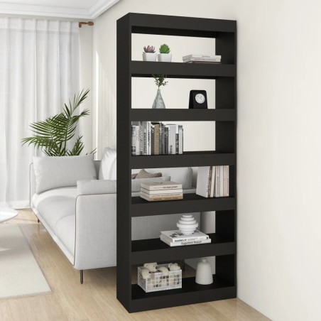 vidaXL Estantería/divisor madera de ingeniería negro 80x30x198 cm