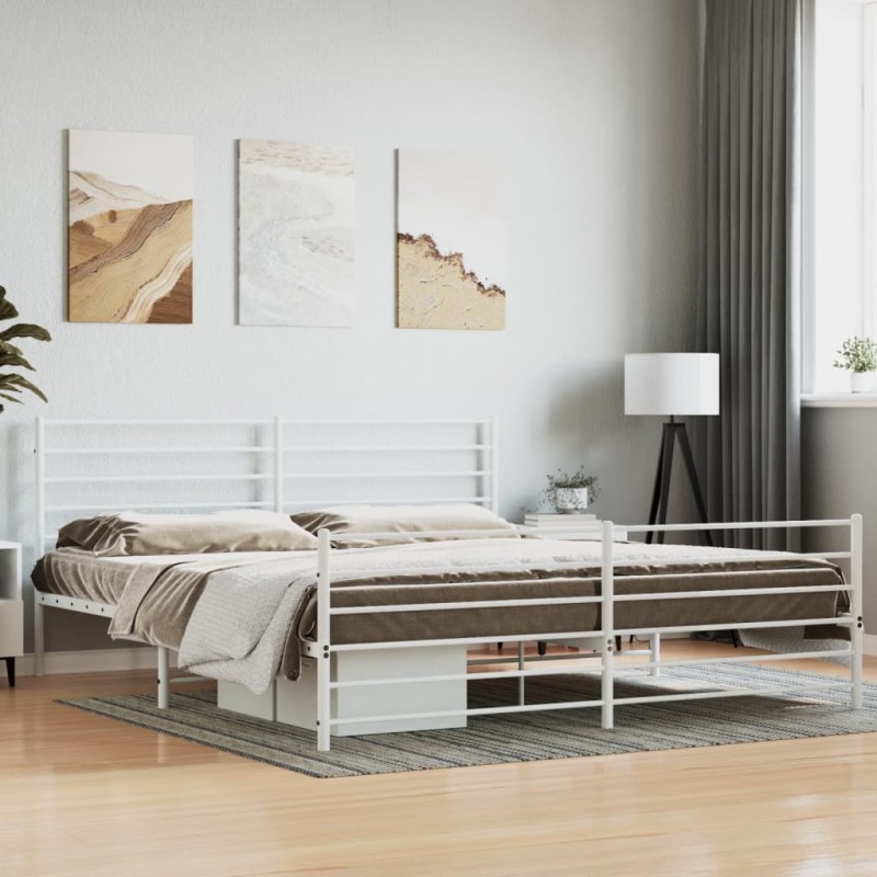 vidaXL Estructura cama metal con cabecero y pie cama blanco 193x203 cm vidaXL Estructura cama metal con cabecero y pie cama blanco 193x203 cm