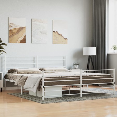 vidaXL Estructura cama metal con cabecero y pie cama blanco 193x203 cm
