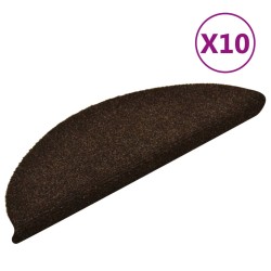 vidaXL Alfombrilla autoadhesiva de escalera 10 uds 56x17x3 cm marrón