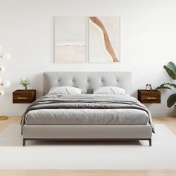 vidaXL Mesitas de noche de pared 2 uds color roble marrón 35x35x20 cm