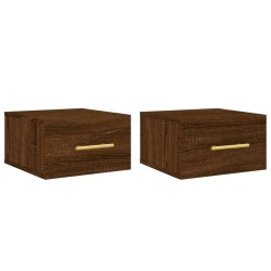 vidaXL Mesitas de noche de pared 2 uds color roble marrón 35x35x20 cm