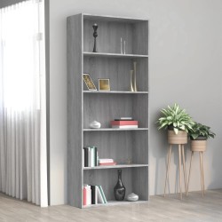 vidaXL Estantería 5 pisos madera contrachapada gris Sonoma 80x30x189cm