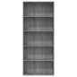 vidaXL Estantería 5 pisos madera contrachapada gris Sonoma 80x30x189cm vidaXL Estantería 5 pisos madera contrachapada gris Sonoma 80x30x189cm