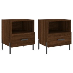 vidaXL Mesita noche 2 uds madera ingeniería marrón roble 40x35x47,5 cm