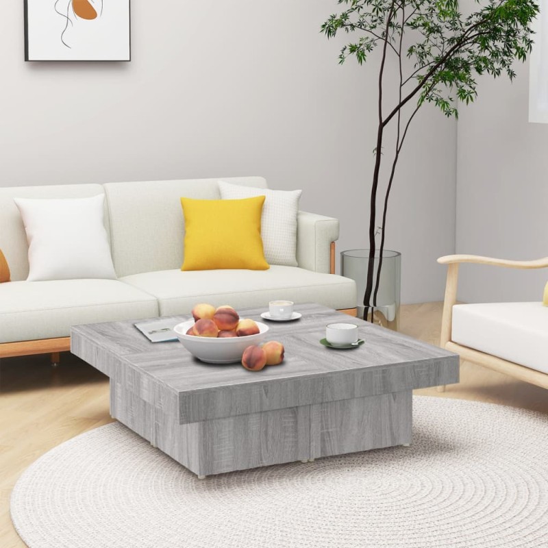 vidaXL Mesa de centro madera contrachapada gris Sonoma 90x90x28 cm vidaXL Mesa de centro madera contrachapada gris Sonoma 90x90x28 cm