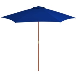 vidaXL Sombrilla de jardín con palo de madera azul 270 cm 