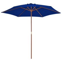 vidaXL Sombrilla de jardín con palo de madera azul 270 cm 