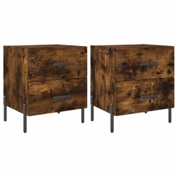 vidaXL Mesita noche 2 uds madera ingeniería roble ahumado 40x35x47,5cm