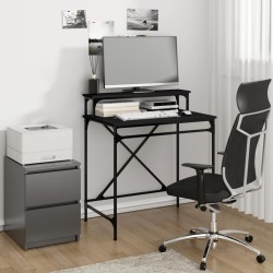 vidaXL Escritorio de hierro y madera contrachapada negro 80x50x90 cm