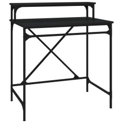 vidaXL Escritorio de hierro y madera contrachapada negro 80x50x90 cm