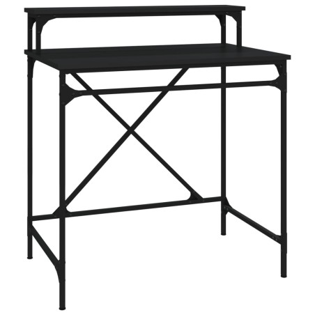vidaXL Escritorio de hierro y madera contrachapada negro 80x50x90 cm