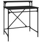 vidaXL Escritorio de hierro y madera contrachapada negro 80x50x90 cm