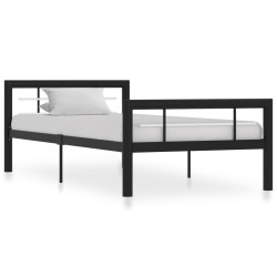 vidaXL Estructura de cama de metal negro y blanco 100x200 cm