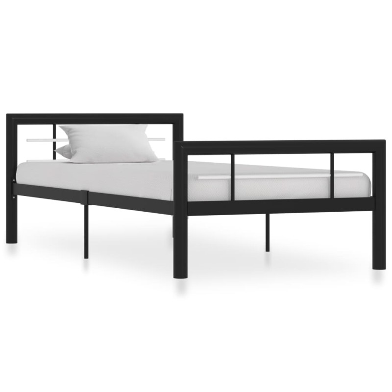 vidaXL Estructura de cama de metal negro y blanco 100x200 cm vidaXL Estructura de cama de metal negro y blanco 100x200 cm