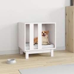 vidaXL Caseta para perros madera maciza de pino blanco 50x40x52 cm