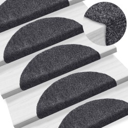 vidaXL Alfombrillas de escaleras autoadhesivas 10 uds gris 56x17x3 cm 