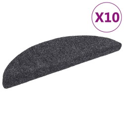 vidaXL Alfombrillas de escaleras autoadhesivas 10 uds gris 56x17x3 cm 