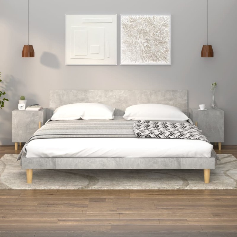 vidaXL Mesitas de noche 2 uds madera contrachapada gris hormigón