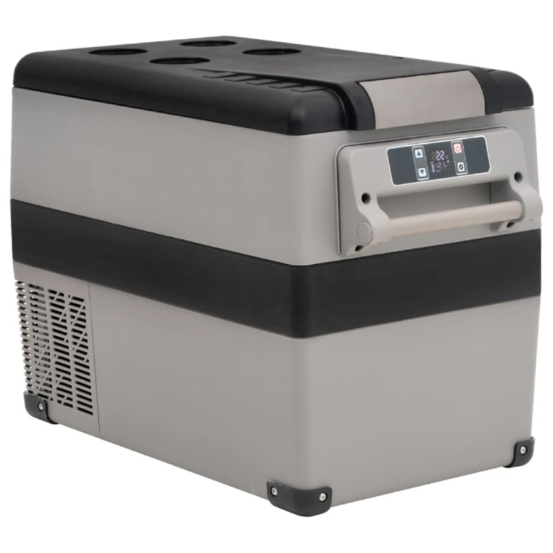 vidaXL Nevera con asa PP y PE negro y gris 45 L vidaXL Nevera con asa PP y PE negro y gris 45 L