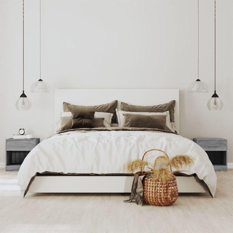 vidaXL Mesitas de noche 2 unidades con cajón gris Sonoma