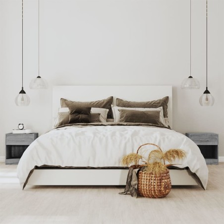vidaXL Mesitas de noche 2 unidades con cajón gris Sonoma