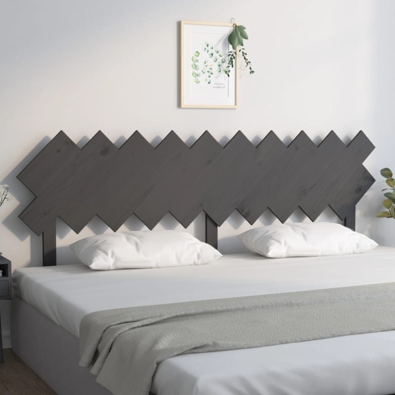 vidaXL Cabecero de cama madera maciza de pino gris 196x3x80,5 cm vidaXL Cabecero de cama madera maciza de pino gris 196x3x80,5 cm
