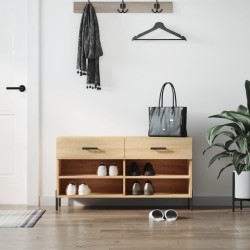 vidaXL Banco zapatero madera de ingeniería roble Sonoma 102x35x55 cm