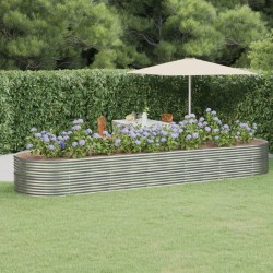 vidaXL Jardinera arriate acero recubrimiento polvo plata 510x140x68 cm
