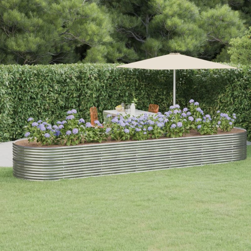 vidaXL Jardinera arriate acero recubrimiento polvo plata 510x140x68 cm vidaXL Jardinera arriate acero recubrimiento polvo plata 510x140x68 cm