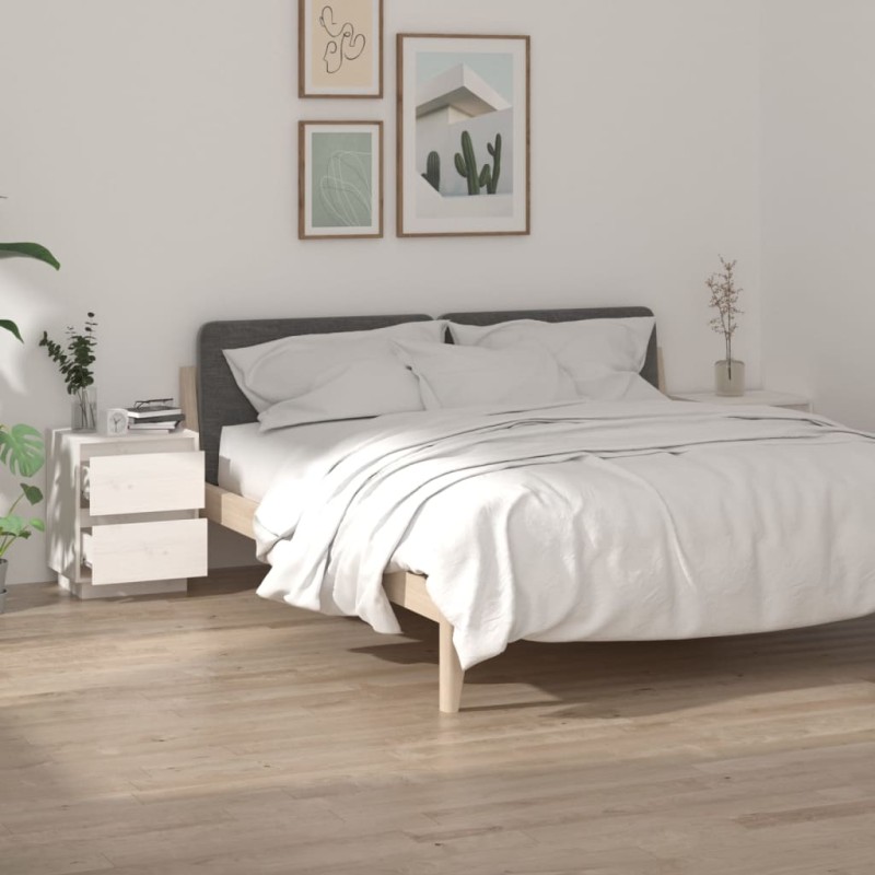 vidaXL Mesitas de noche 2 uds madera maciza de pino blanco 40x35x50 cm vidaXL Mesitas de noche 2 uds madera maciza de pino blanco 40x35x50 cm