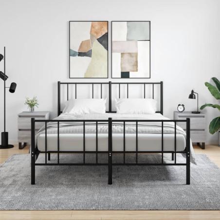vidaXL Mesita de noche 2 uds madera ingeniería gris Sonoma 40x35x50 cm