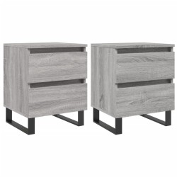 vidaXL Mesita de noche 2 uds madera ingeniería gris Sonoma 40x35x50 cm