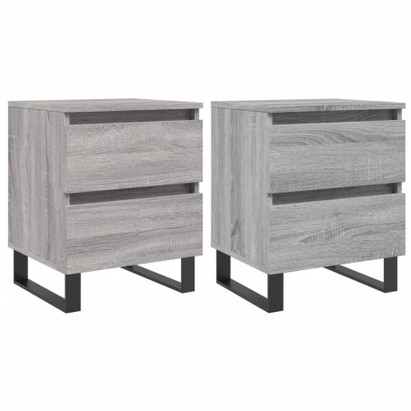 vidaXL Mesita de noche 2 uds madera ingeniería gris Sonoma 40x35x50 cm
